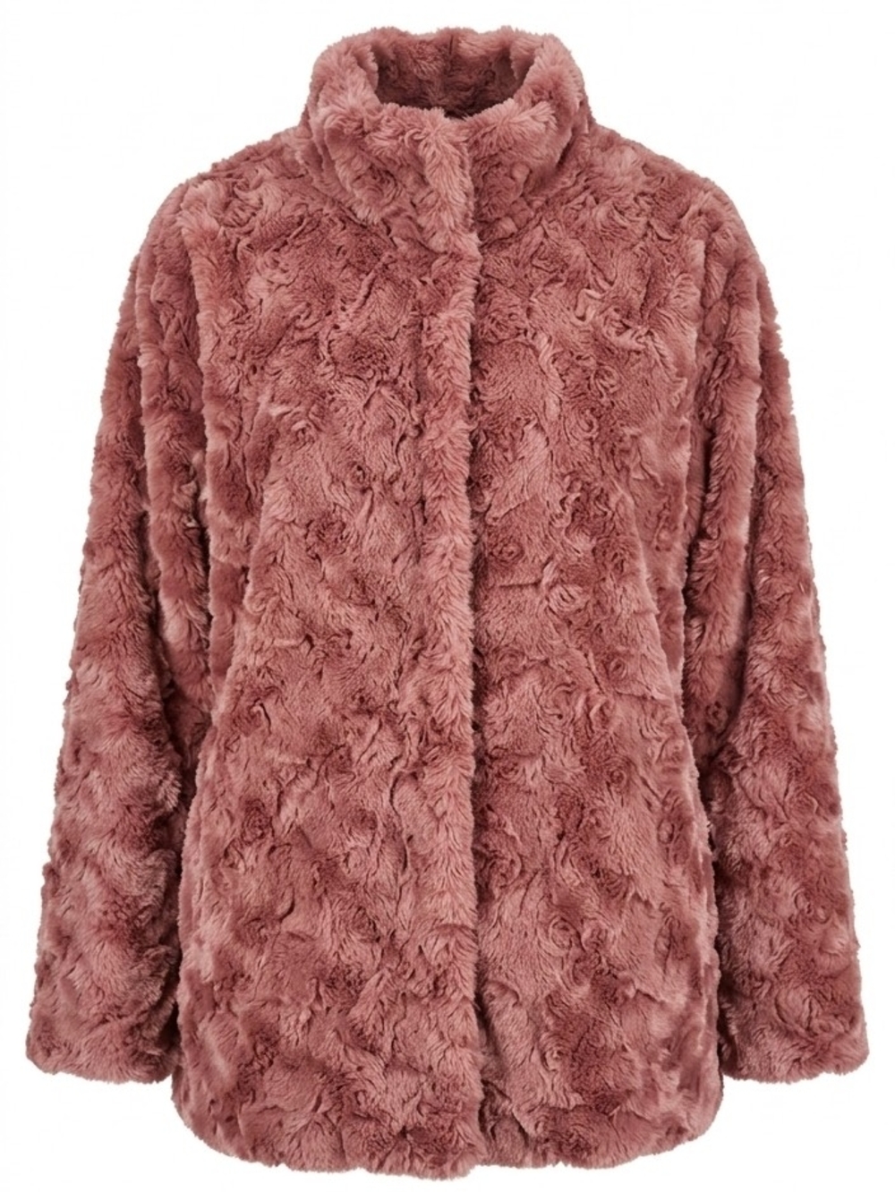Forever 21 Plush Faux Fur Teddy Jacket in Rose